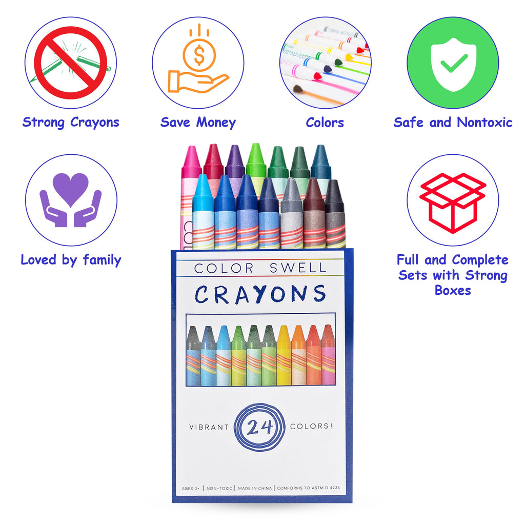 Color Swell Bulk Crayons 20 Packs of 24 Crayons per Pack