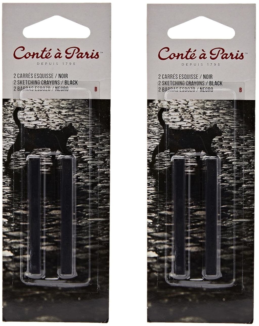 Conte à Paris "B" 2 Count Sketching Crayons, Black, 2-pack
