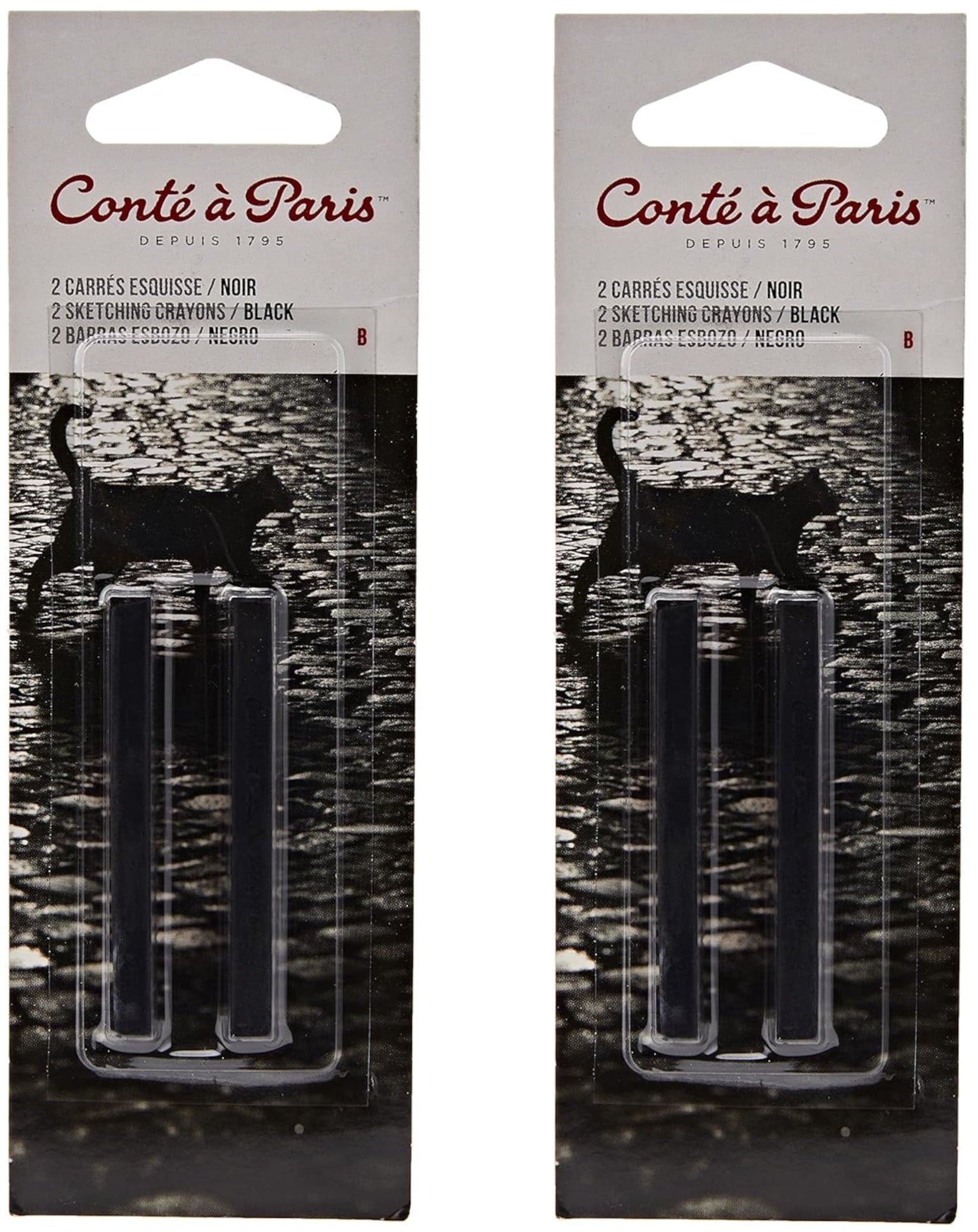 Conte à Paris "B" 2 Count Sketching Crayons, Black, 2-pack