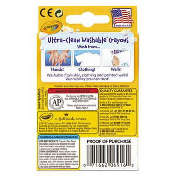 Crayola 526916 Ultra-Clean Washable Crayons, Regular, 8 Colors (Box of 16 Crayons)
