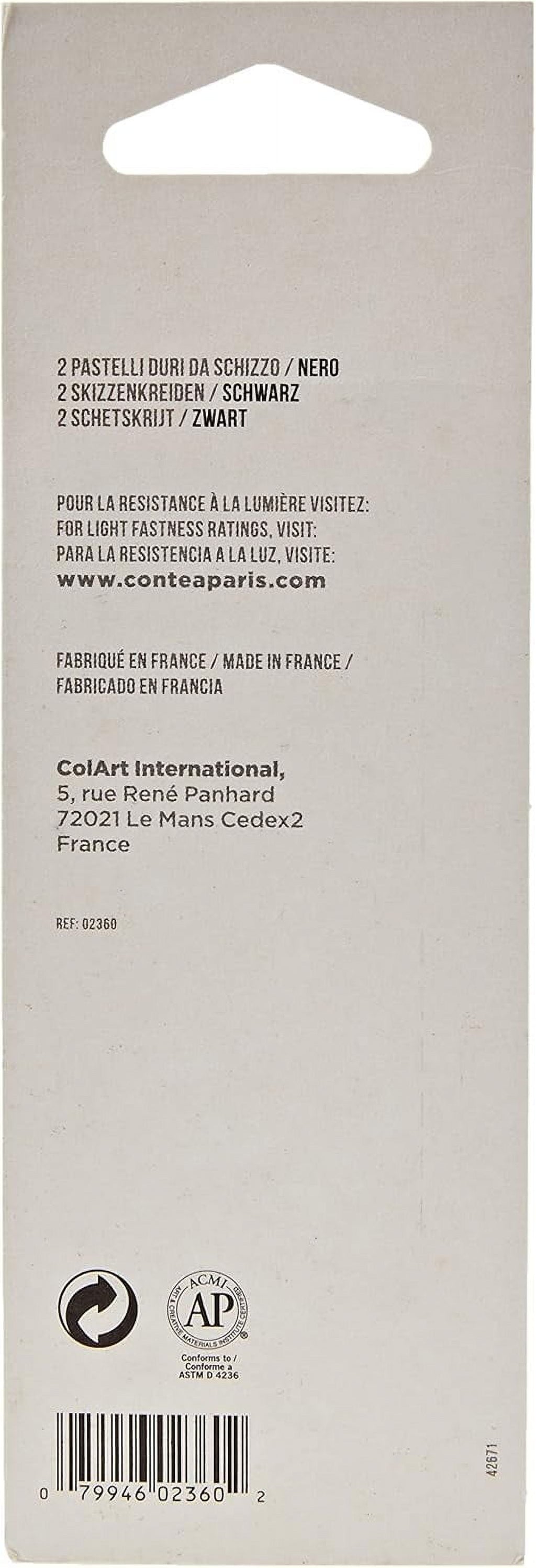 Conte à Paris "B" 2 Count Sketching Crayons, Black, 2-pack