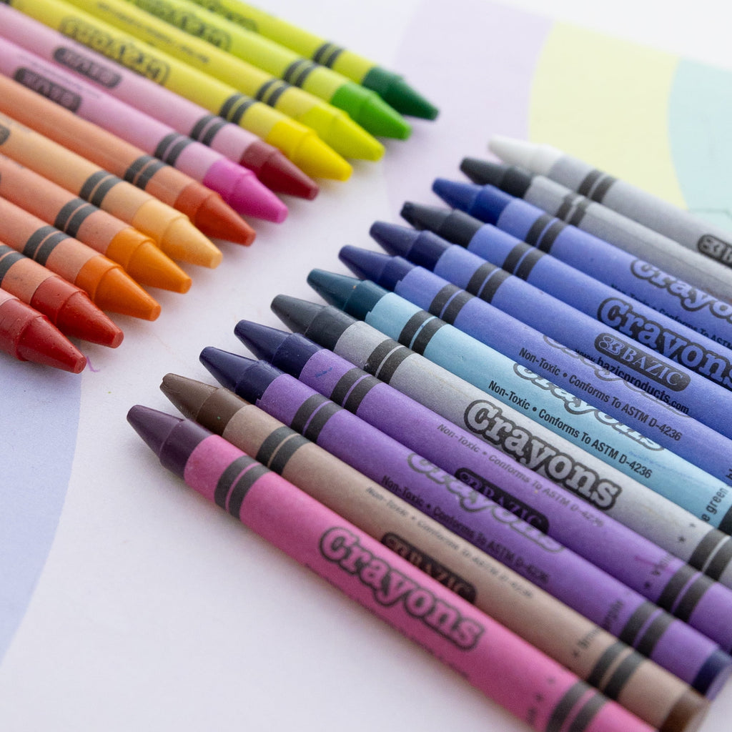 BAZIC 64 Ct. Premium Color Crayons w/ Sharpener [2515]