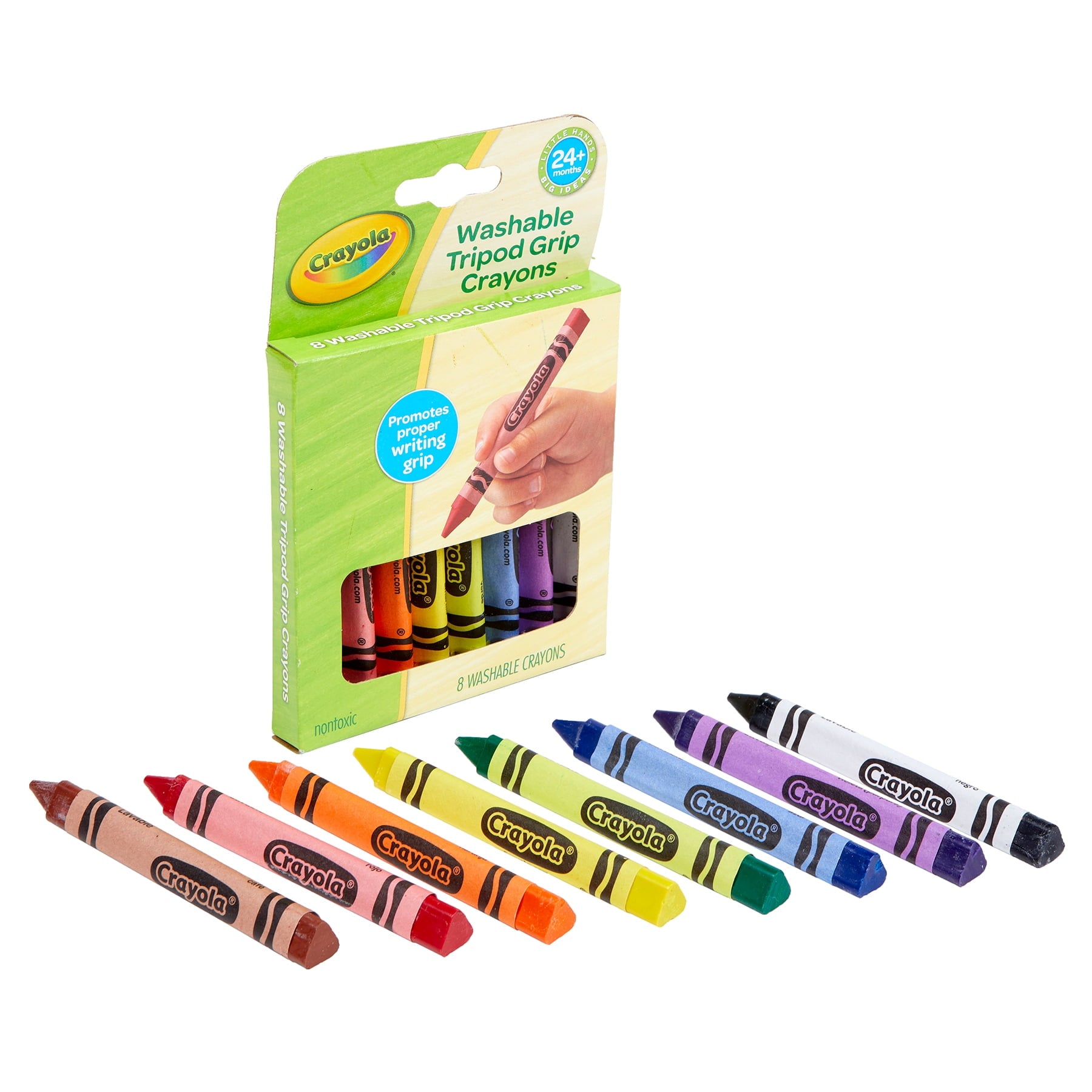 Crayola Washable Tripod Grip Crayons, 8 Per Pack, 8 Packs