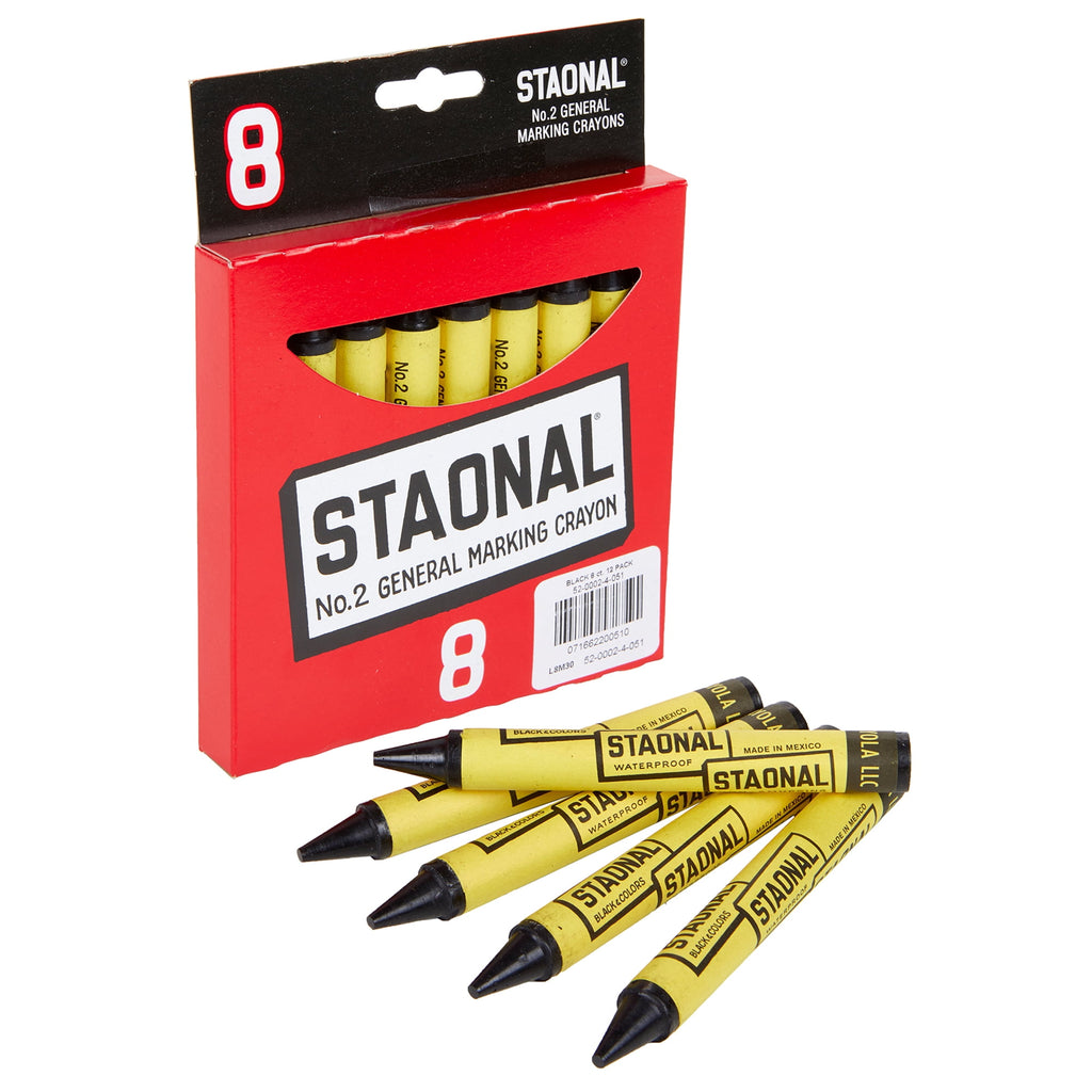 Crayola Staonal Marking Crayons, Black, 8 Per Pack, 6 Packs