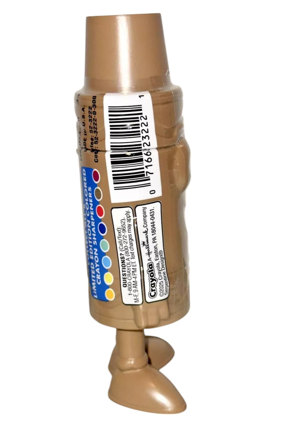 Limited Edition Retired Crayola Crayons 4.5" Raw Umber Sharperner