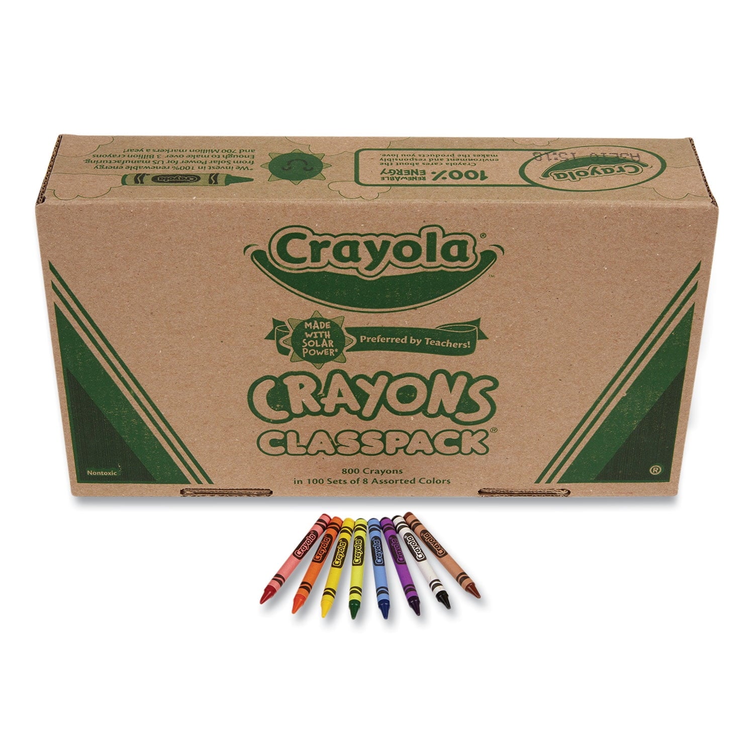 Classpack Regular Crayons, 8 Colors, 800/box
