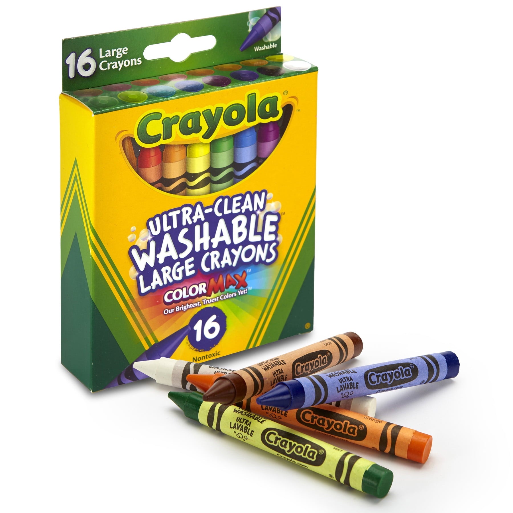 Crayola Large Ultra-Clean Washable Crayons, 16 Per Box, 6 Boxes