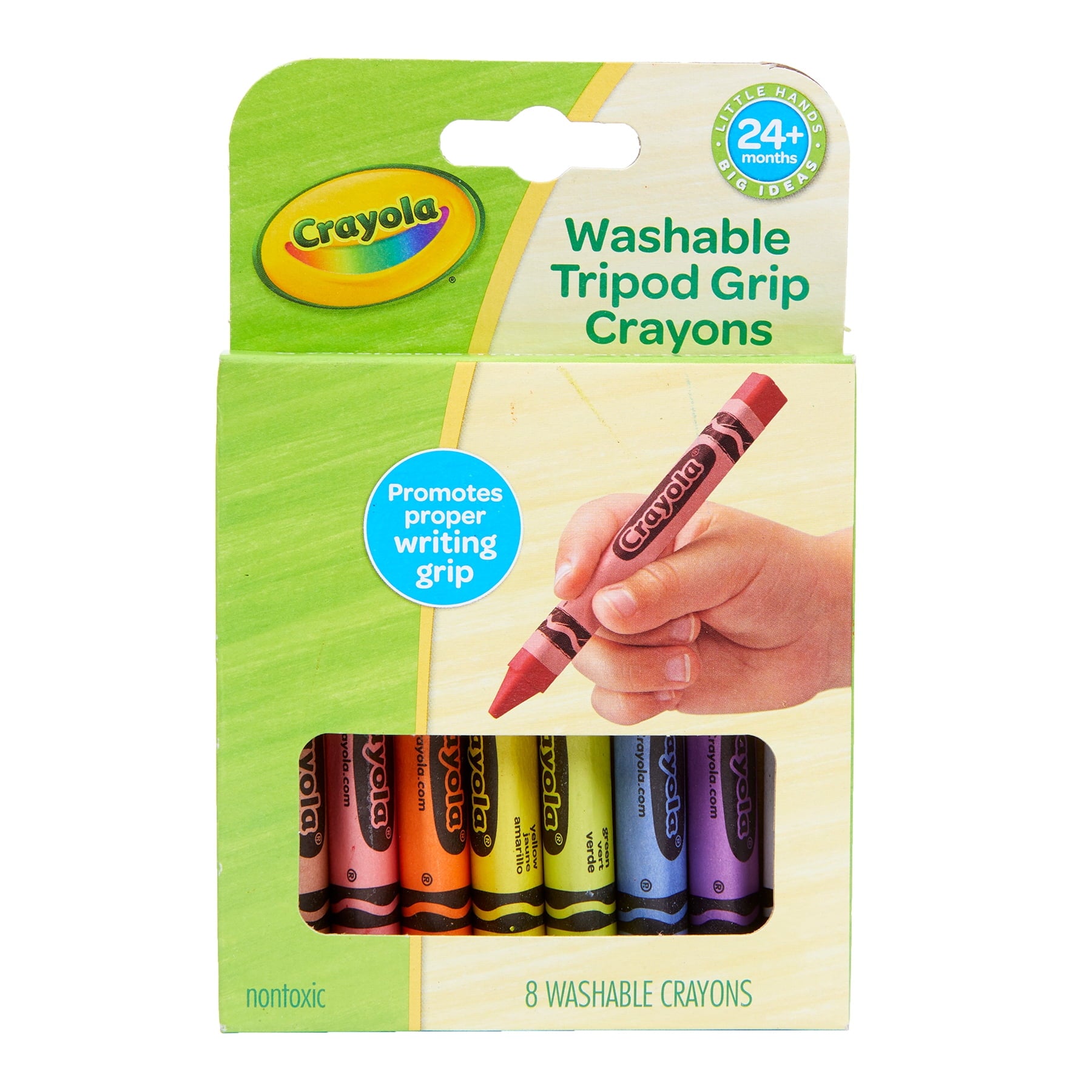 Crayola Washable Tripod Grip Crayons, 8 Per Pack, 8 Packs