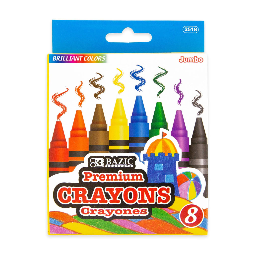 BAZIC 8 Color Premium Jumbo Crayons [2518]