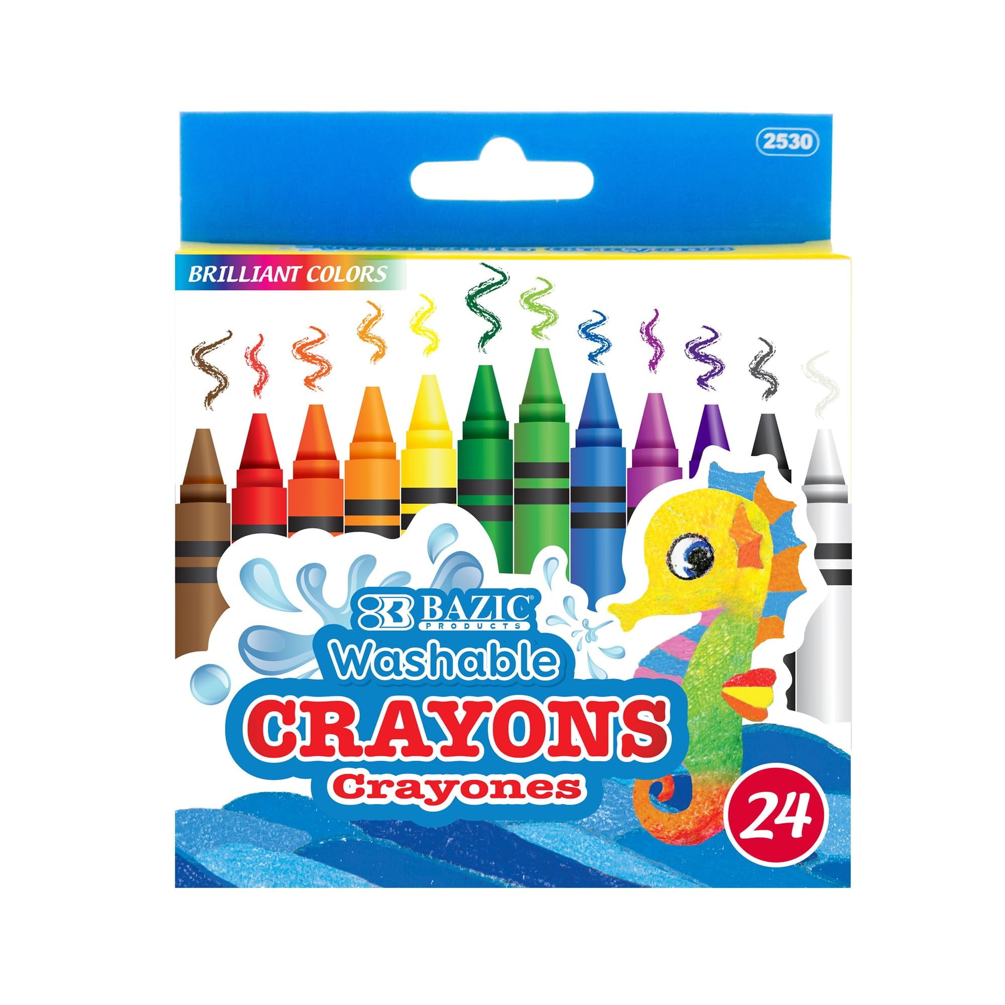 BAZIC 24 Color Washable Premium Crayons [2530]