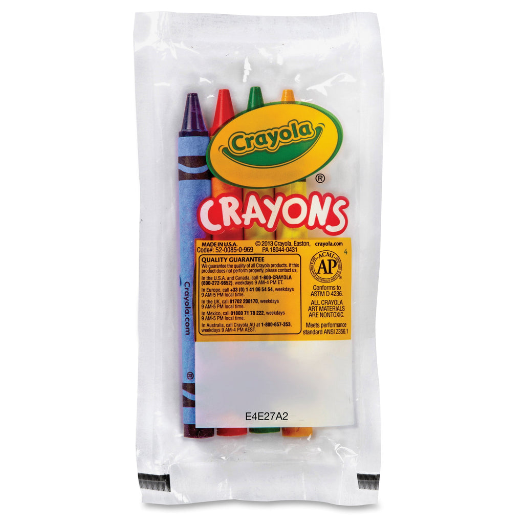 Crayola Classic Color Pack Crayons, Cello Pack, 4 Colors, 4/Pack, 360 Packs/Carton