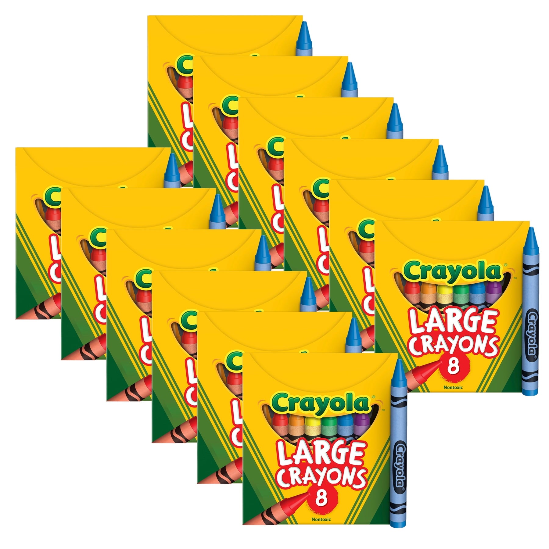 Crayola Large Crayons, Tuck Box, 8 Colors Per Box, 12 Boxes
