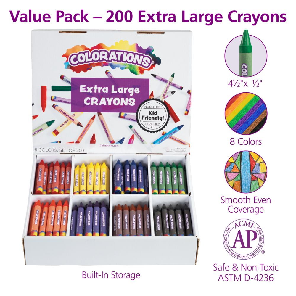 Colorations Extra Large Crayons, Value Pack - Set of 200