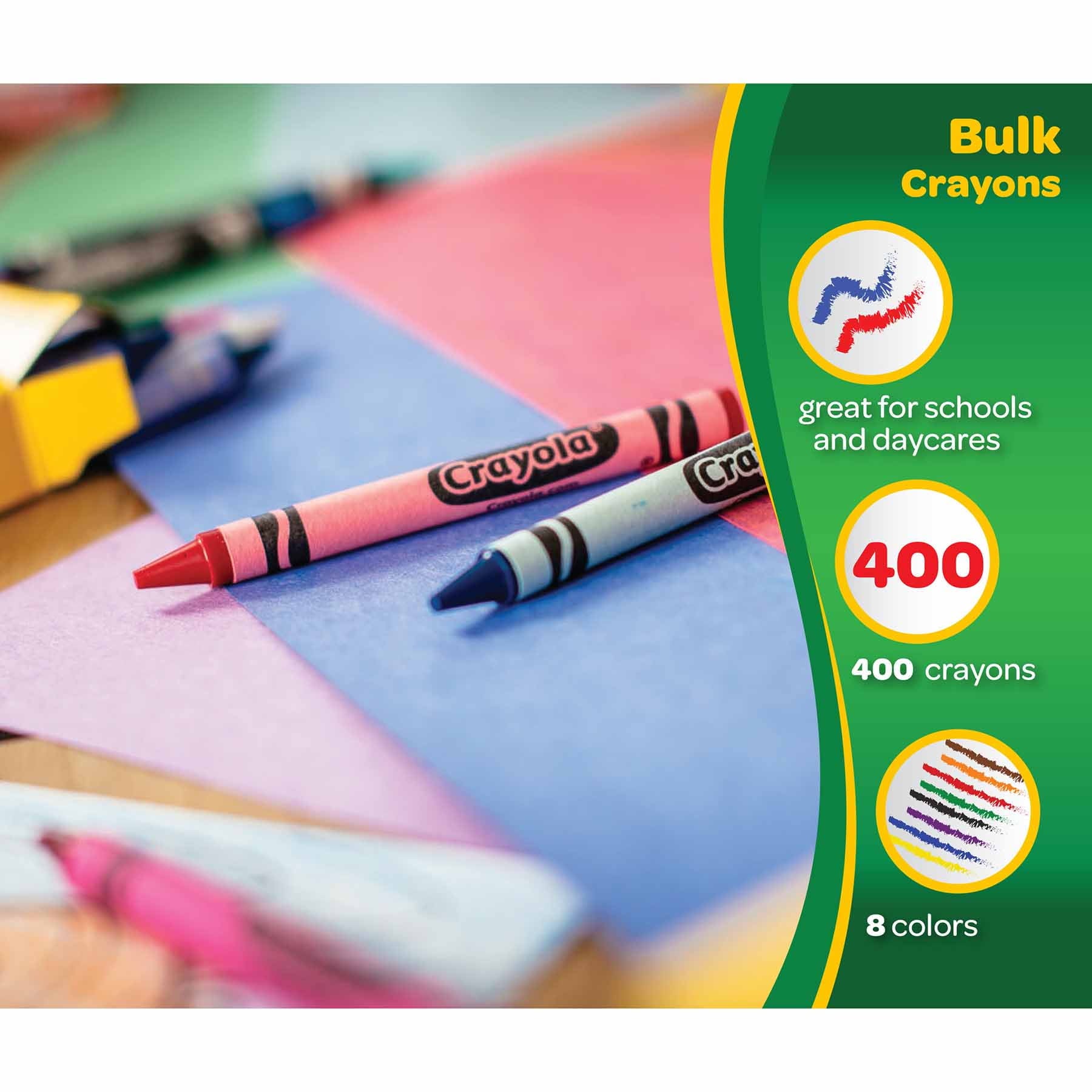 Crayon Classpack, Large Size, 8 Colors, 400 Count (400 crayons)