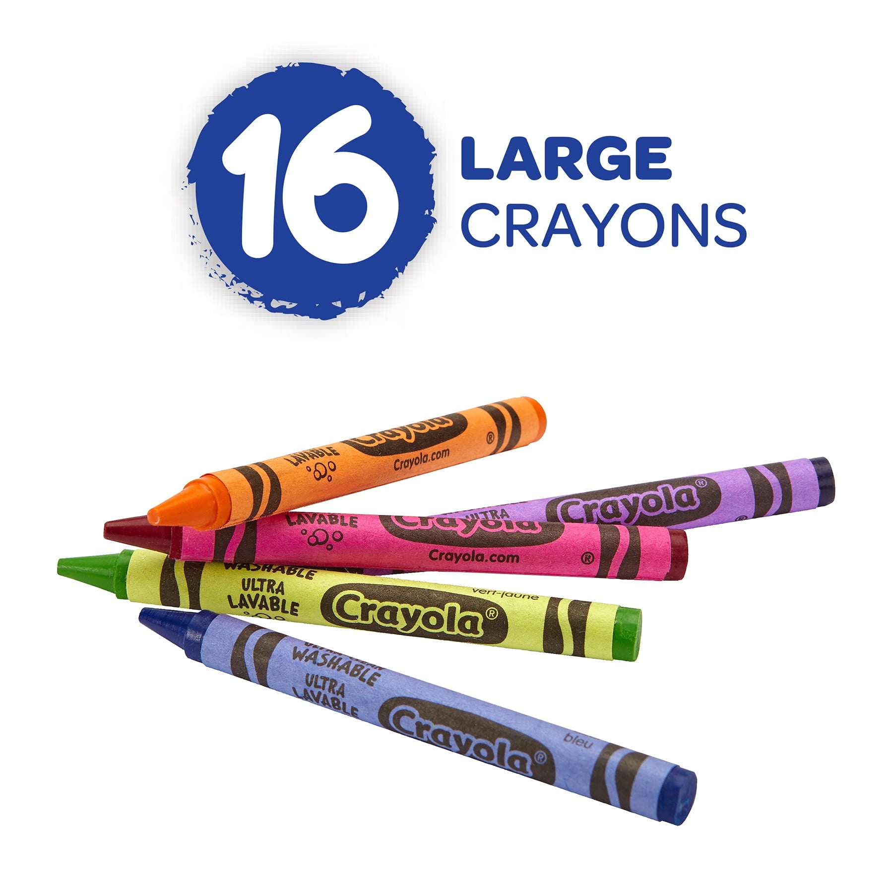 Crayola Large Ultra-Clean Washable Crayons, 16 Per Box, 6 Boxes