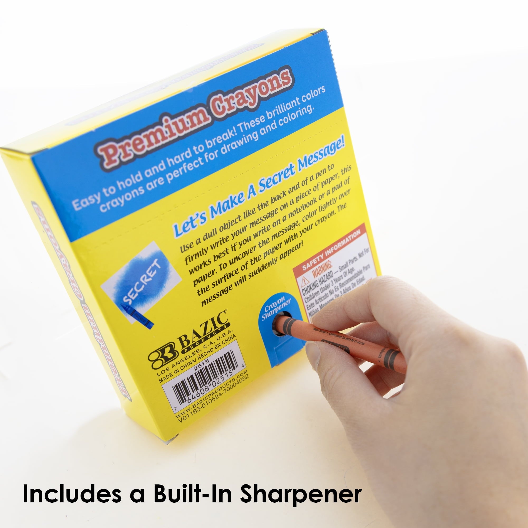 BAZIC 64 Ct. Premium Color Crayons w/ Sharpener [2515]